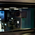 The projection booth at The Void Cinema.
