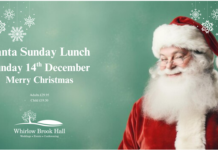 A picture of Santa Clause with text listing details of the event.