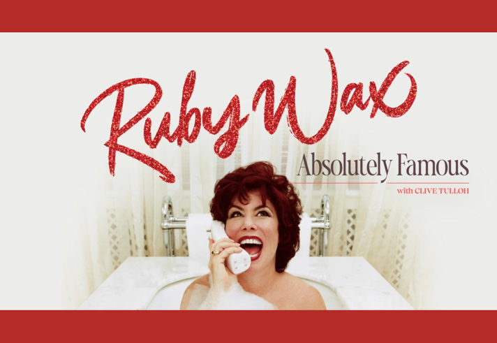 Promo image for the show, with Ruby Wax sat in a bath tub talking on a phone.