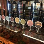 The bar with an impressive range of beers on tap at Perch Brewhouse