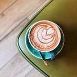 An overhead shot of a cappuccino. 