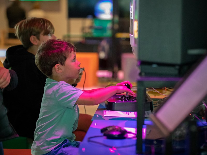 Children playing games at The National Videogame Museum.