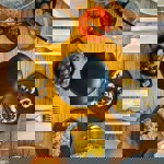 An overhead shot a meal laid out on a wooden table.