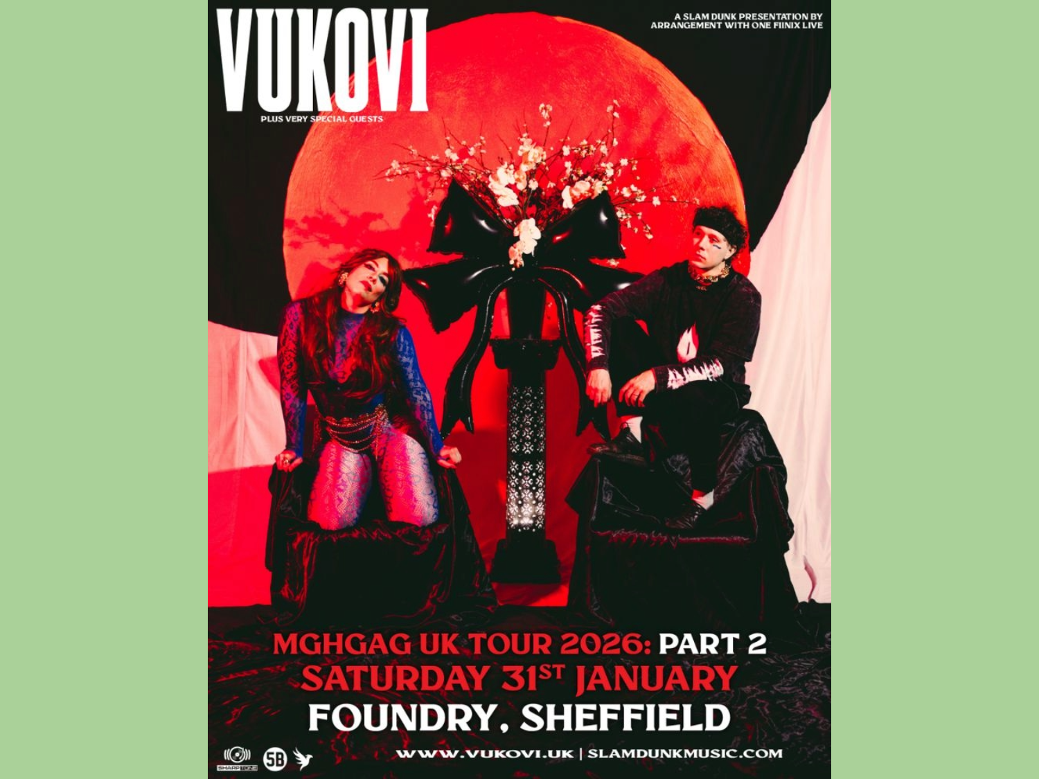 Poster for the VUKOVI gig at The Foundry with a photo of the band.