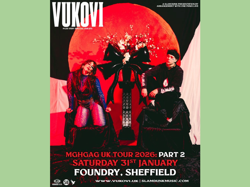 Poster for the VUKOVI gig at The Foundry with a photo of the band.