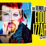 Promo poster for the Eddie Izzard - The Remix event which features a collage of Eddie Izzard's face made up of different photos through out his life.