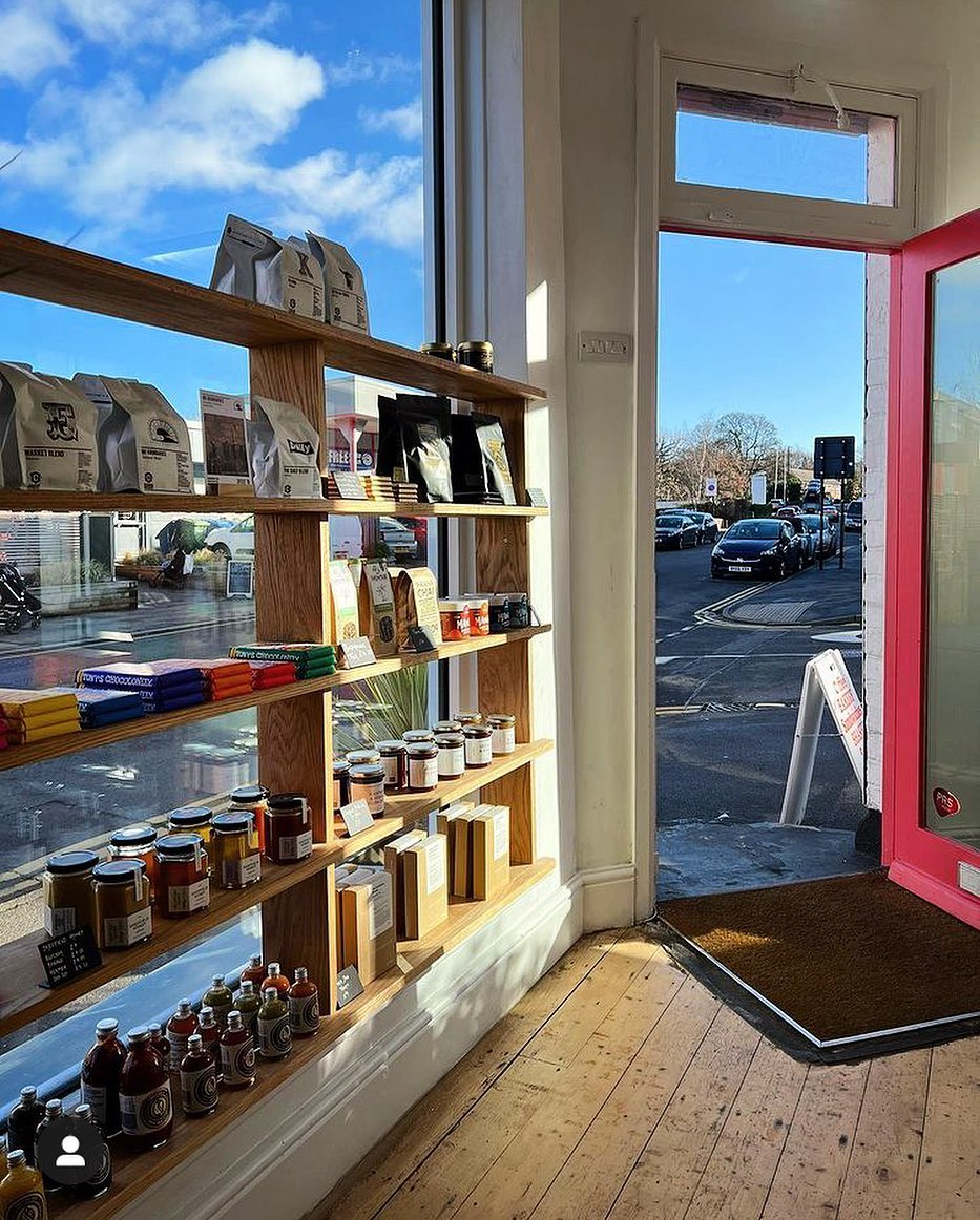 Shelves packed with goods at the Corner Store.