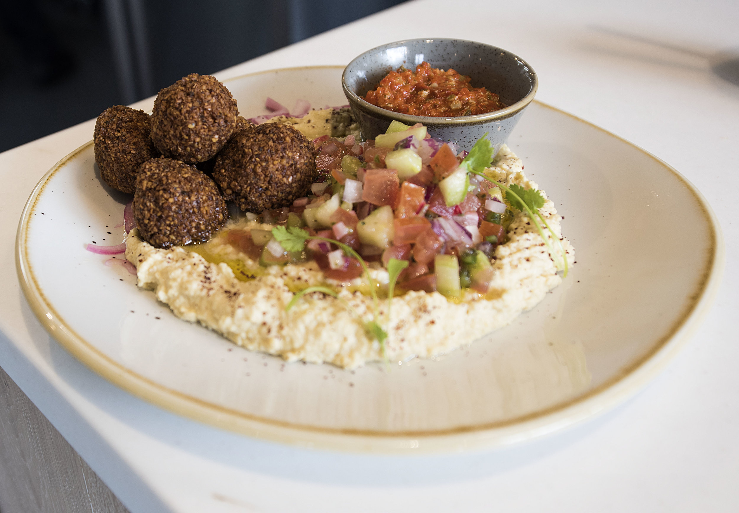 Food on a white plate at South Street Kitchen.