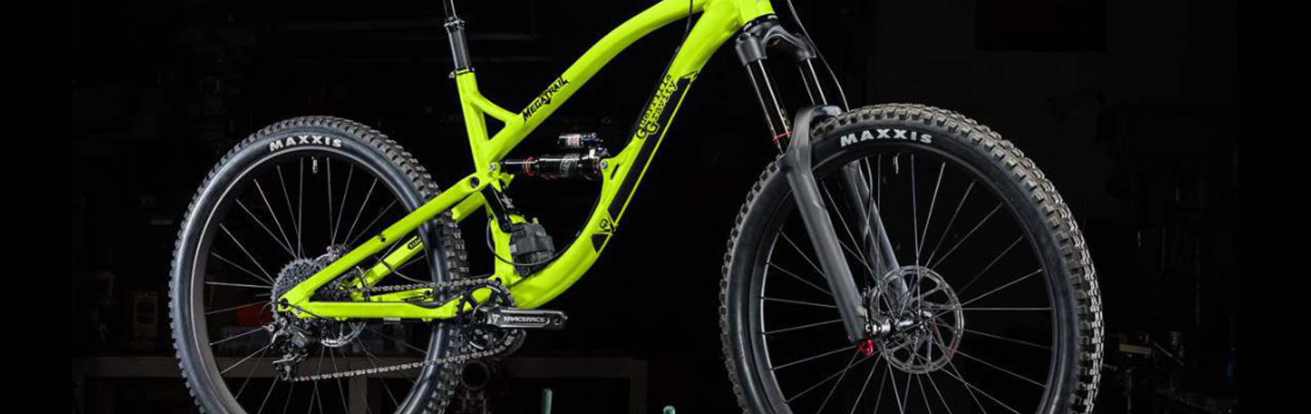 A yellow mountain bike.