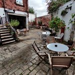 The beer garden at Shakespeares.