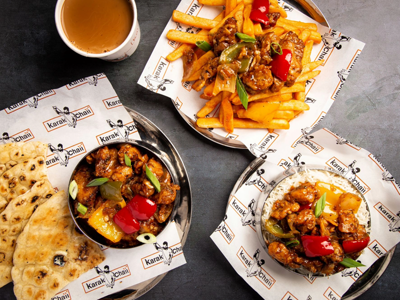 A table full of delicious Indian Street Food.