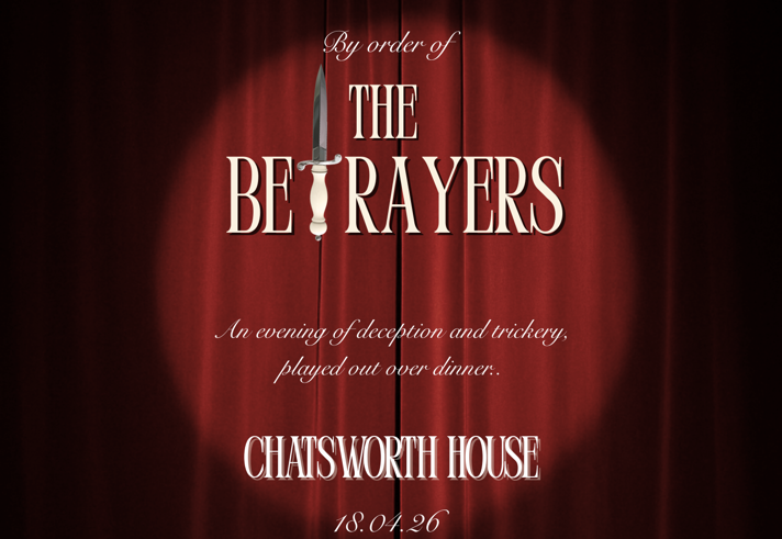 Poster for the event, with the details overlaid on a theatrical red curtain.