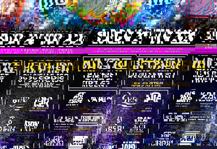 Poster for the event listing all the tribute acts.