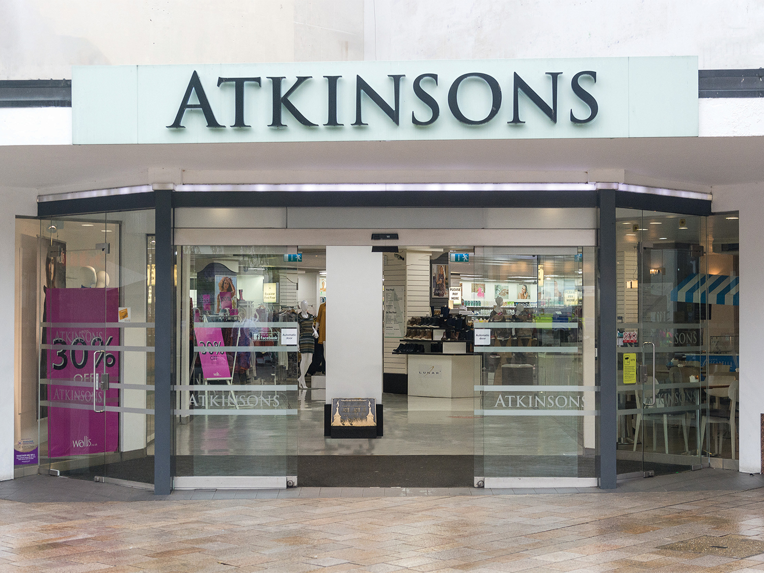 The entrance to the Atkinsons department store.