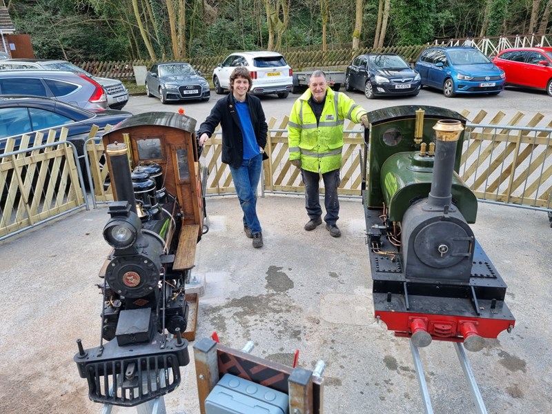 Two locomotives at the Abbeydale Miniature Railway.