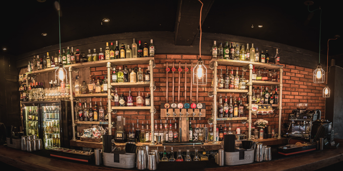A well stocked bar at the Monk Bar.