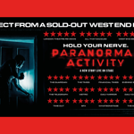 Poster for the event with a person open a door in a dark house, and looking into the room with a torch.