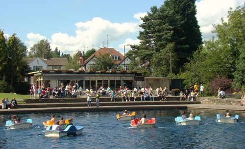 Exterior of Millhouses Park Cafe as seen from across the boating pond.