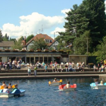 Exterior of Millhouses Park Cafe as seen from across the boating pond.