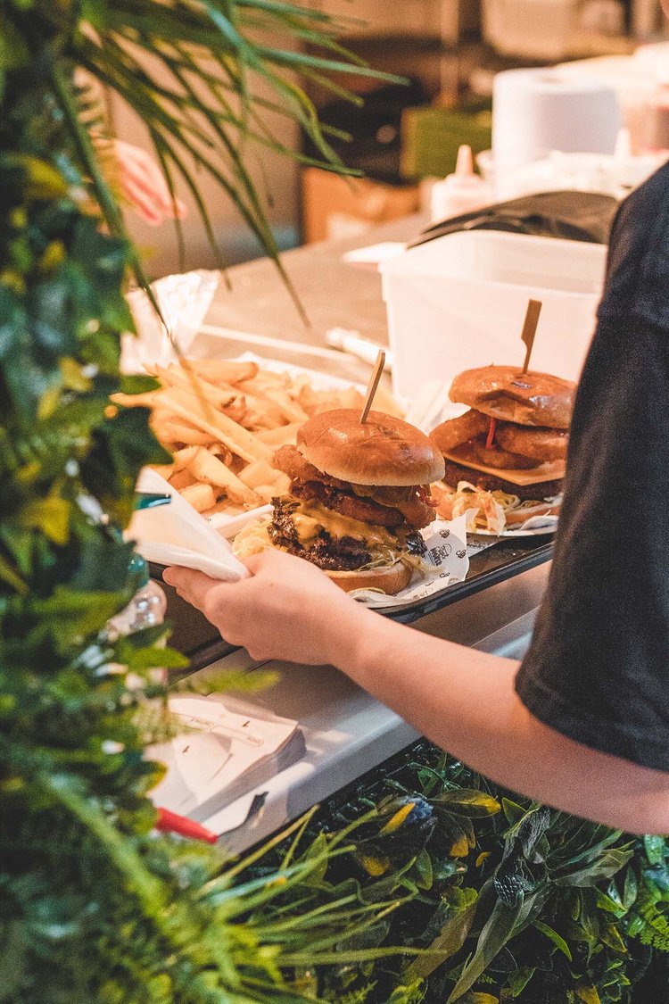 Burgers being served at the Heist Brew Co.