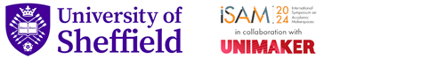 The University of Sheffield logo and the ISAM 2024 logo side by side.