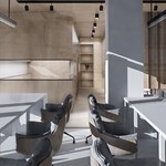 An interior shot of New Era Square with rows of tables and chairs.