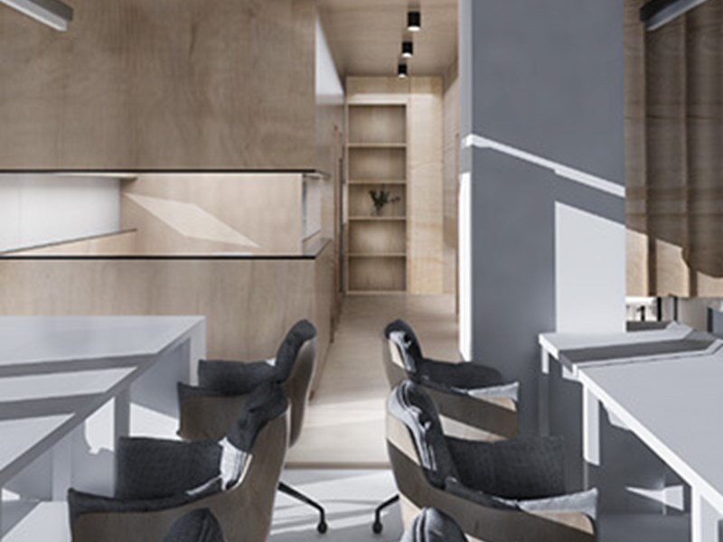 An interior shot of New Era Square with rows of tables and chairs.