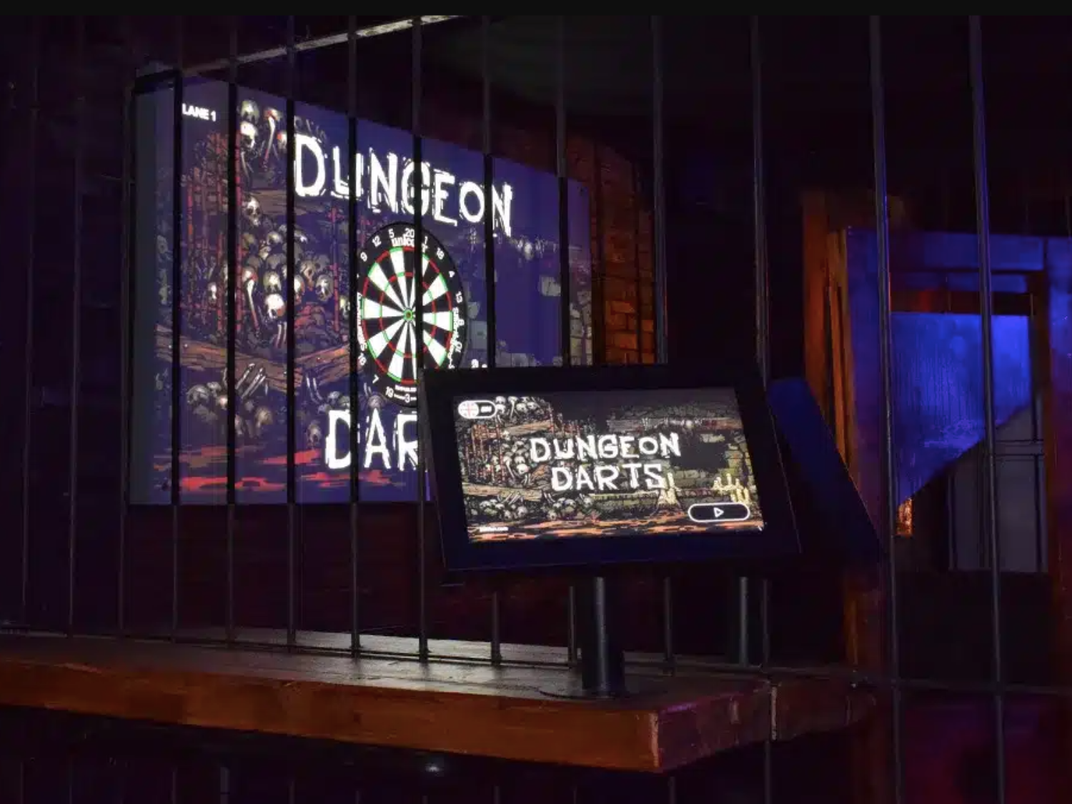 The AR Dungeon Darts area and board at The Great Escape Game.