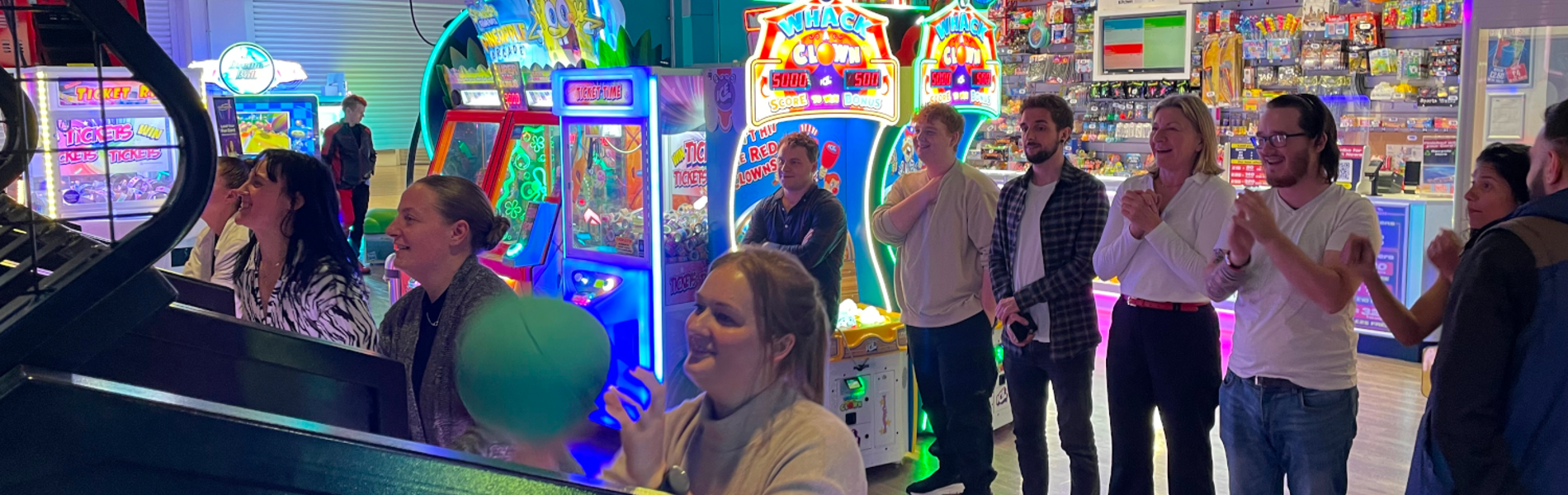 People playing games and having fun at Funstation, in Meadowhall.