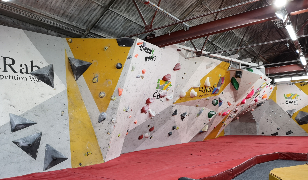 A climbing wall at The Climbing Works.