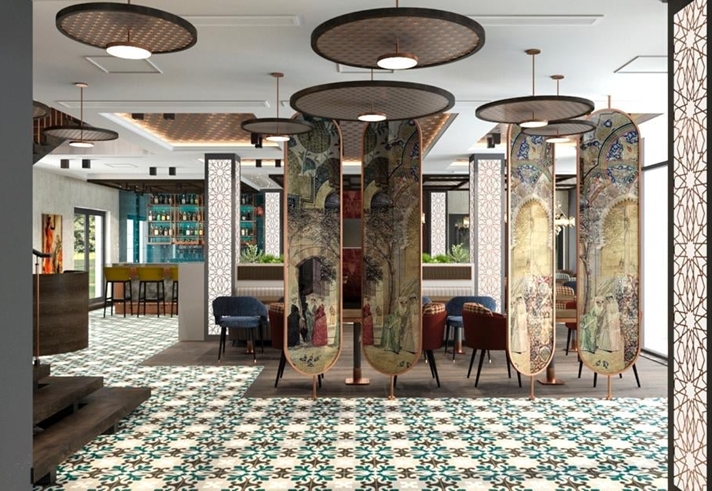 The interior of Mavi Ruya Turkish Bar & Grill.