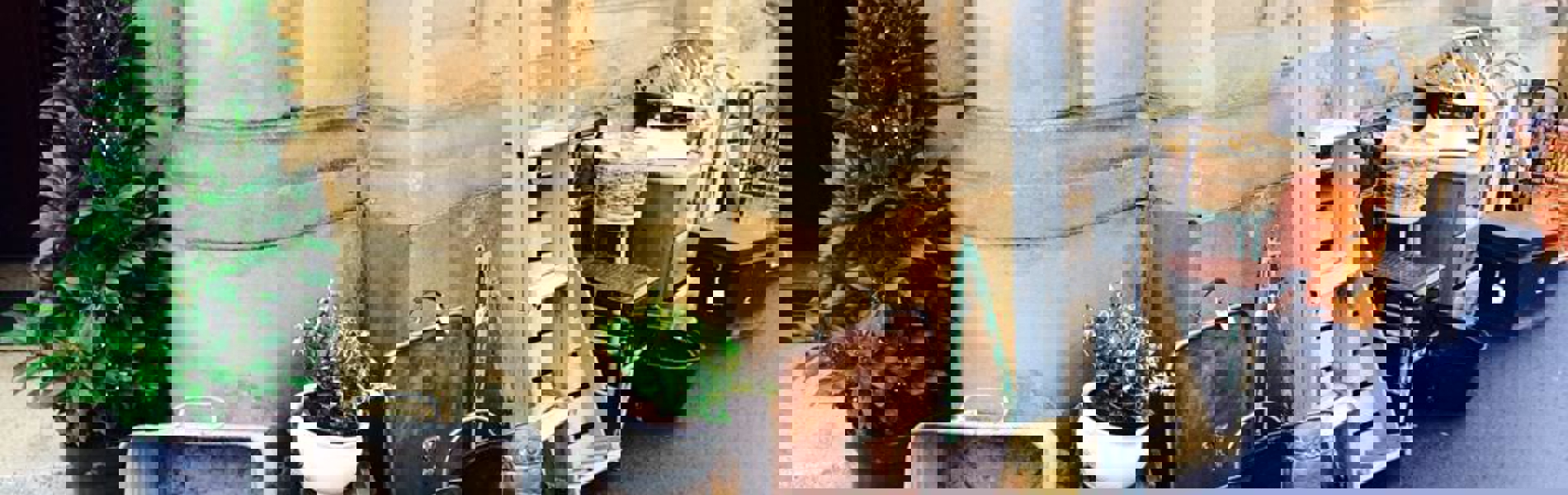 Various antiques piled up outside Heeley Bank Antiques Centre.