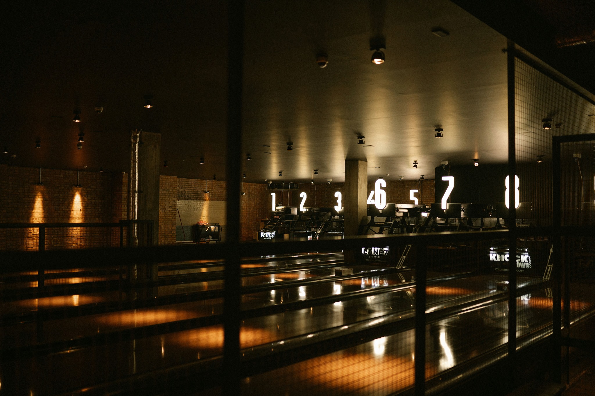 The bowling lanes at Lane7.