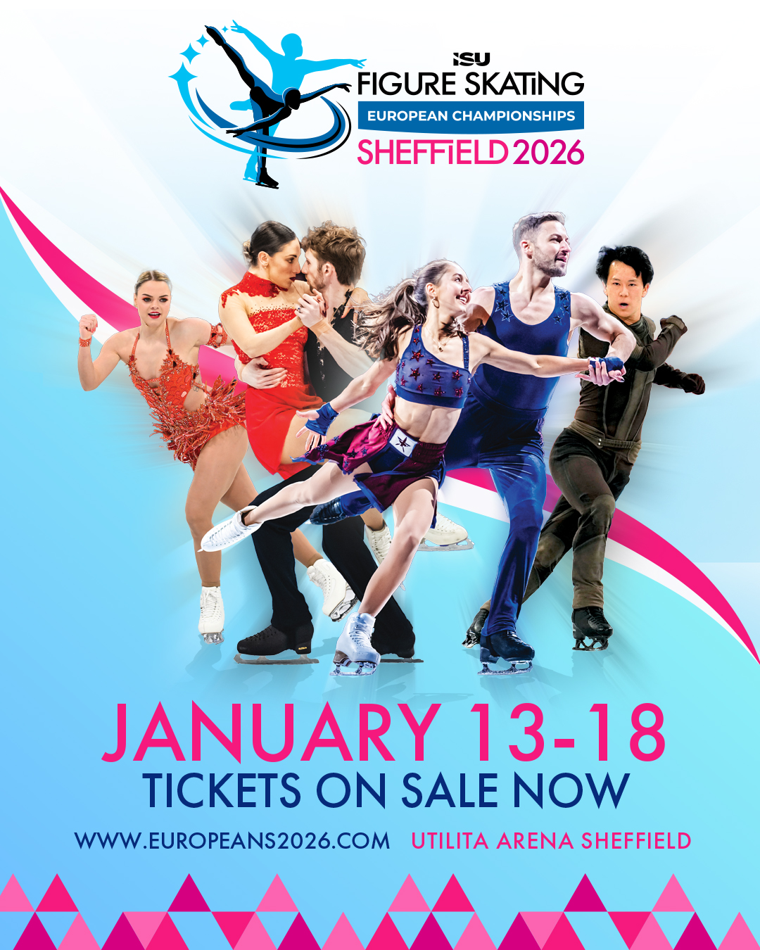 artwork promoting the ISU Figure Skating European Championships Sheffield 2026