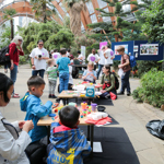 Children take part in craft activities inside Sheffield Winter Garden 