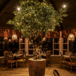 Interior of Ego Mediterranean at night.