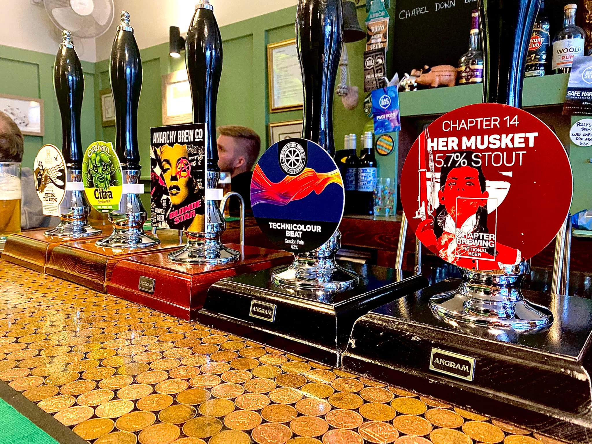 Beer pumps at The Itchy Pig.