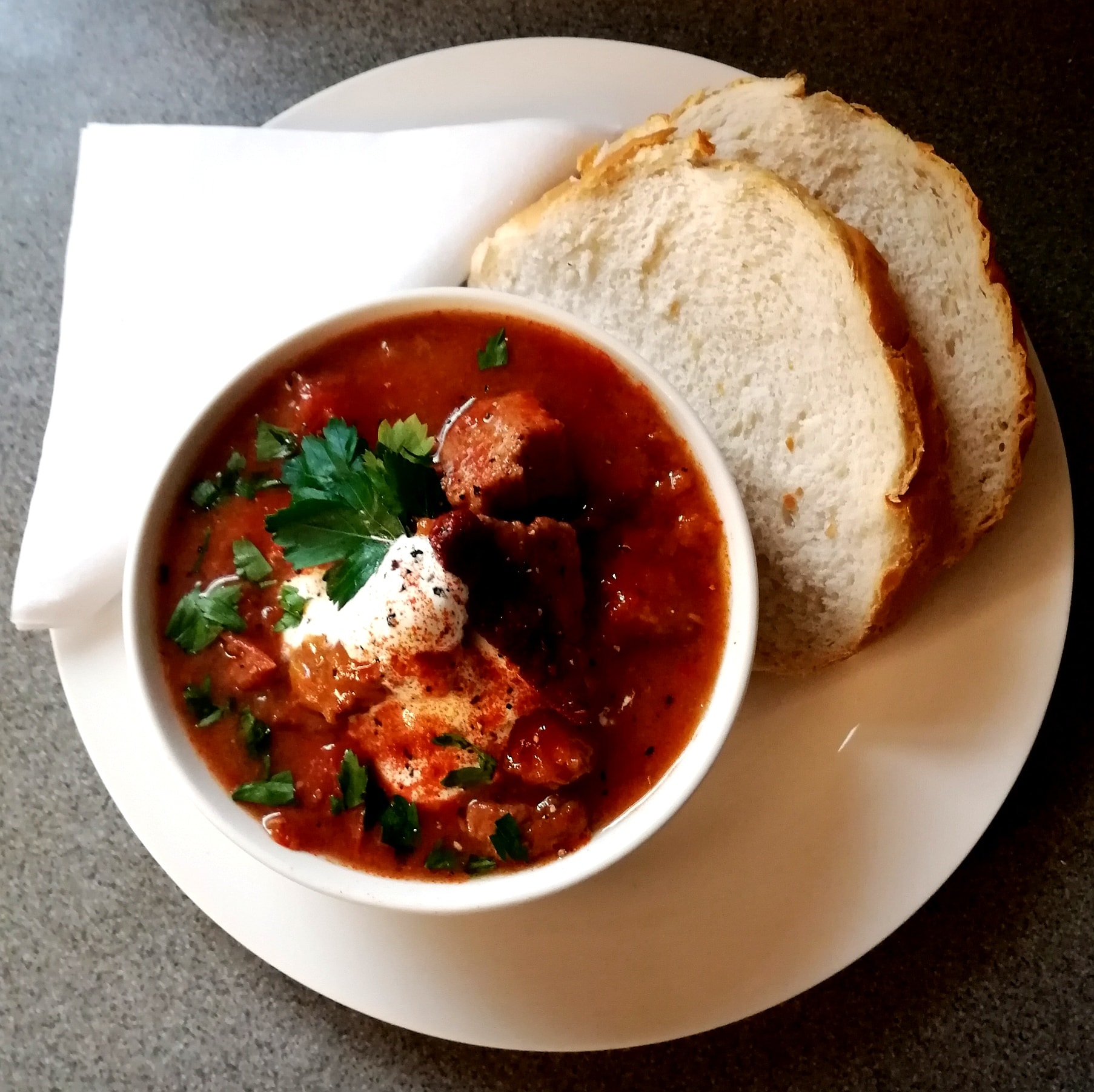 Soup and bread at Jabbarwocky.