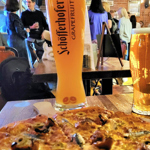 Pizza and grapefruit cider at Perch Brewhouse