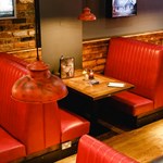 A row of booths at Bungalows & Bears.