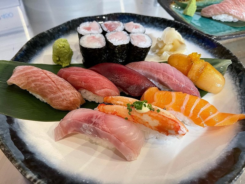 A plate of sushi at Roku Sheffield.