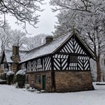 The Bishop's House in the snow.