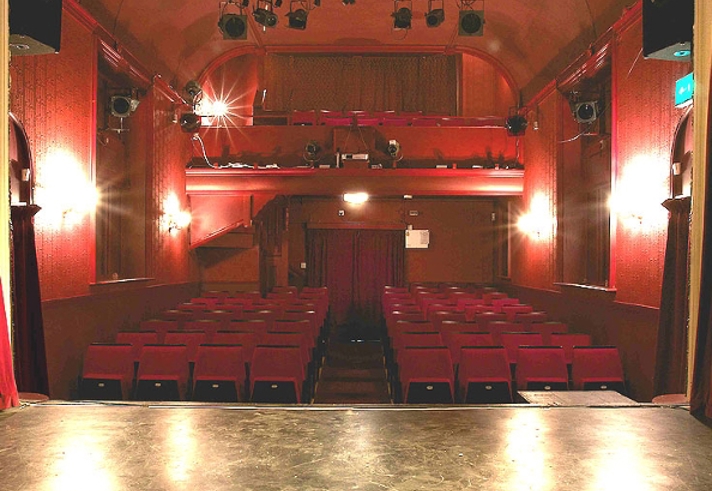 Inside the Lantern Theatre, as seen from the stage.