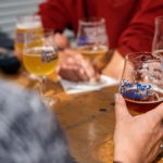 Saint Mars of the Desert beers in branded glasses