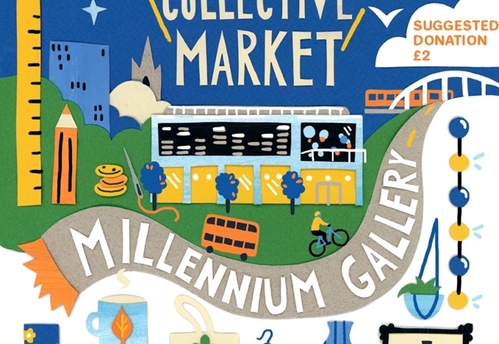 Poster for the event with a illustration of the Market.