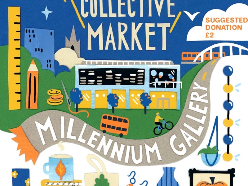 Poster for the event with a illustration of the Market.