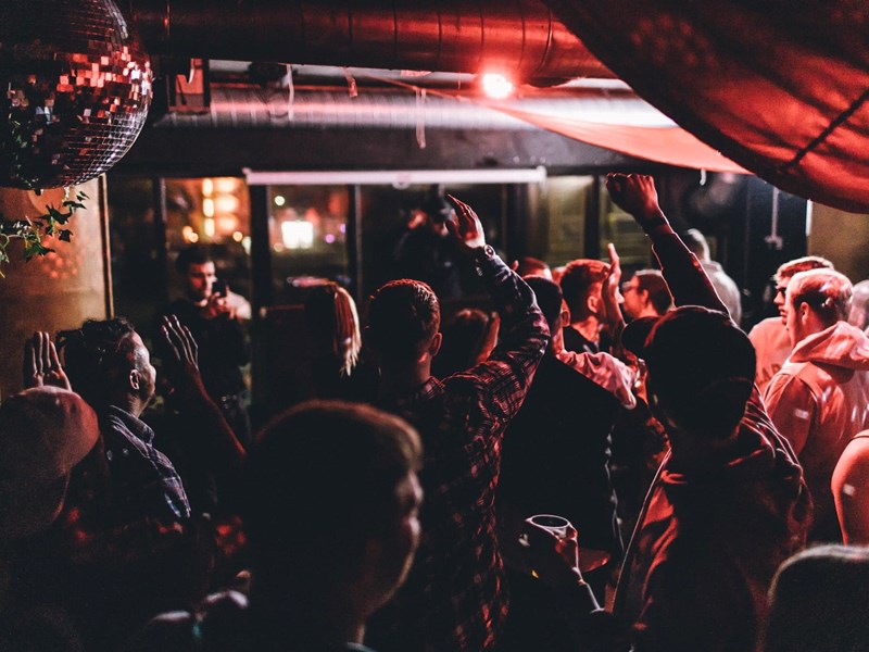 People partying inside Panke Social at night