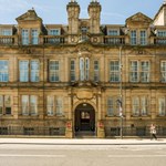 The Gothic stone exterior of the Leopold Hotel in the centre of Sheffield.