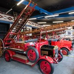 A row of old fire engines at the National Emergency Services Museum.