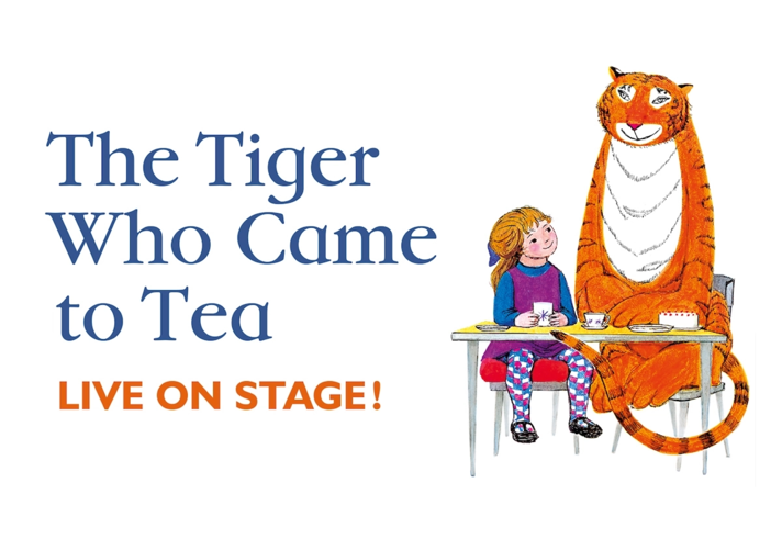 The classic illustration from the cover of the book 'The Tiger Who Came To Tea'.